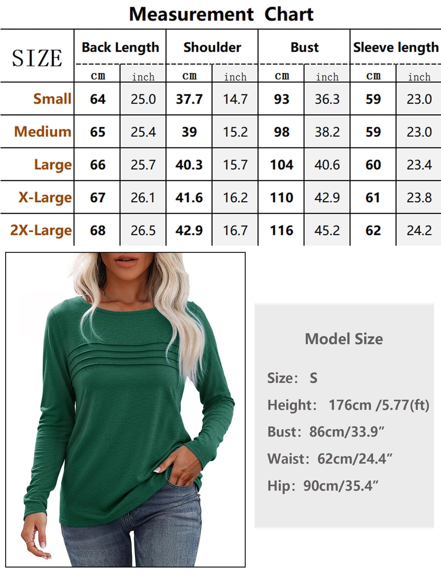 Gyabnw Camiseta Manga Larga Mujer con Cuello Redondo Basicas T-Shirt Plisada Tops Mujer Elegantes Casual Ropa Blusas Color Sólido
