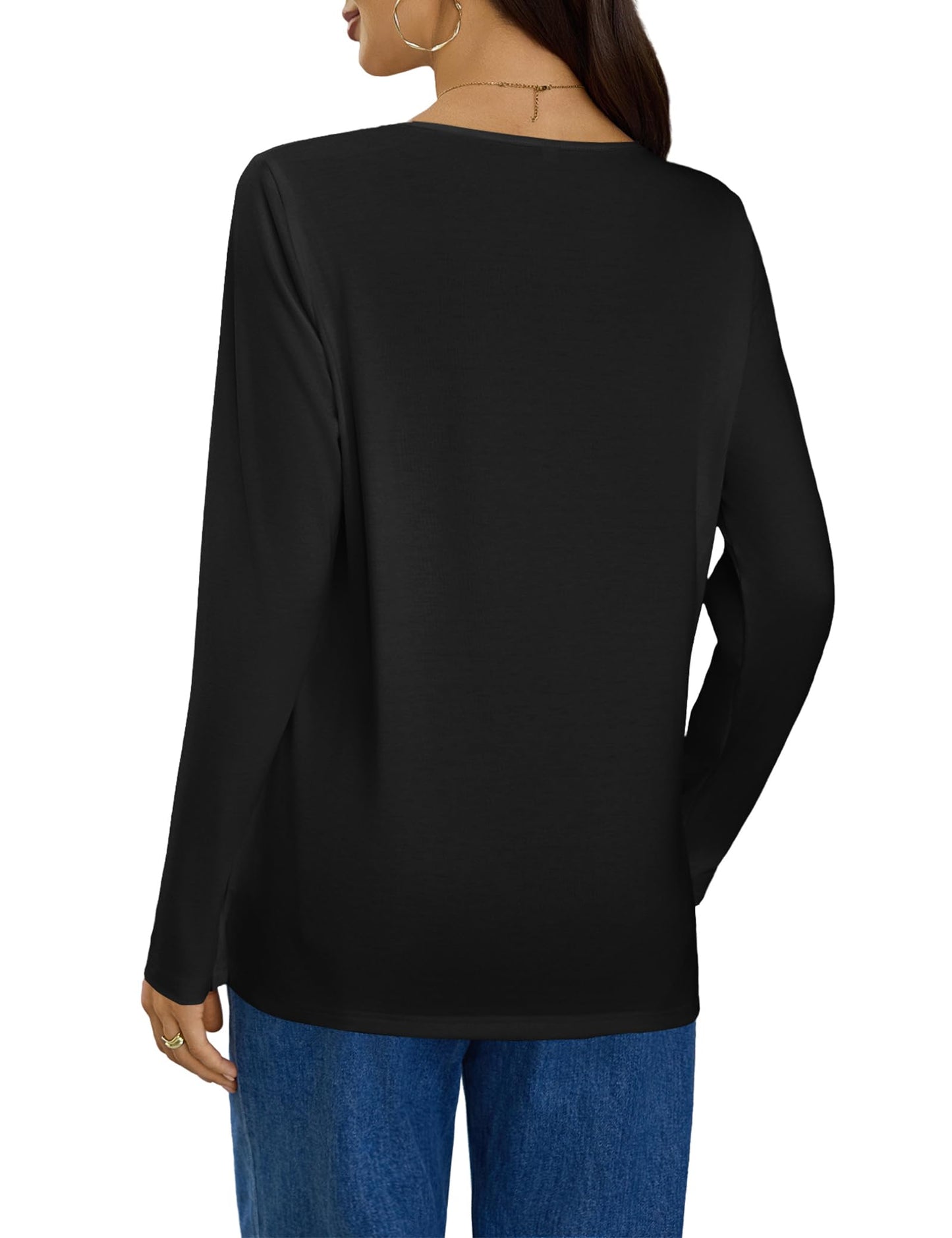 Gyabnw Ropa Mujer Camiseta Mujer Manga Larga Top Básico de Cuello Redondo Camiseta Elegantes y Cómodos Moda Tshirt