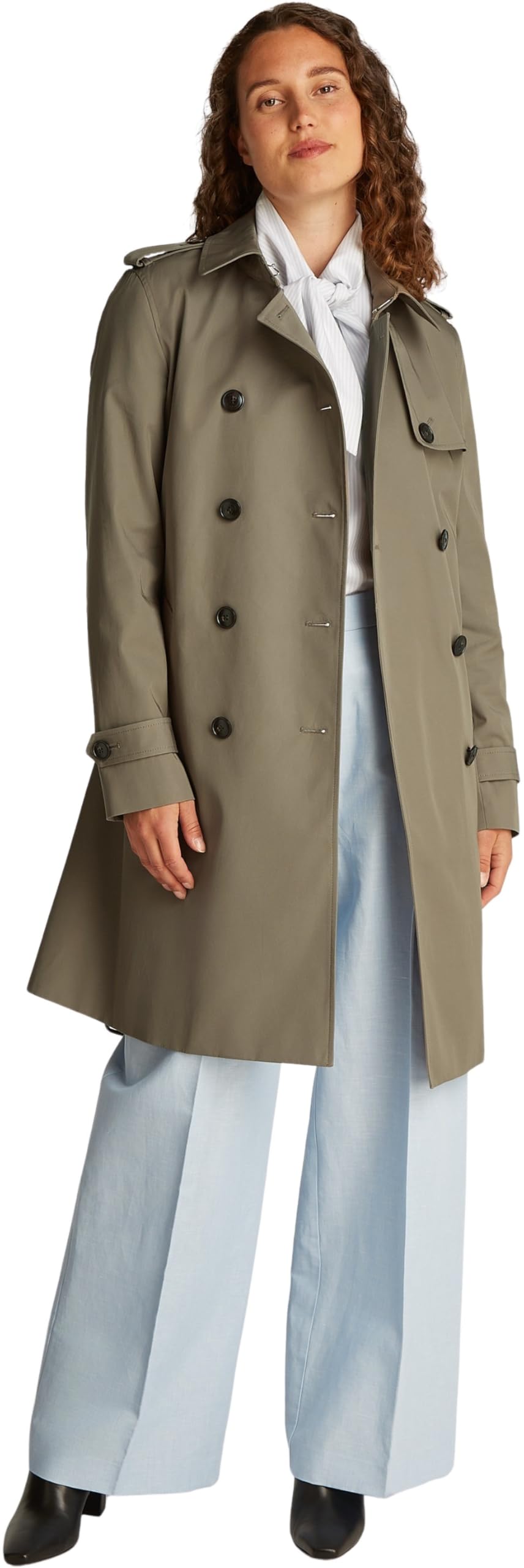 Gabardina Mujer Cotton Slim Fit corta, Marrón (Tundra Brown), 32