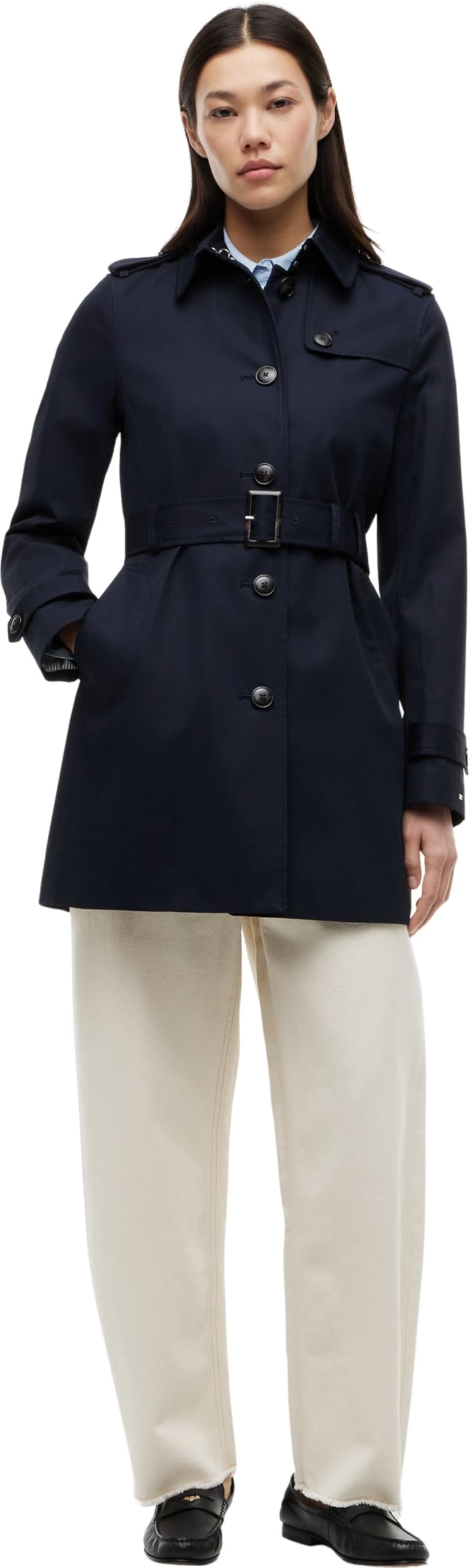 Cazadora Mujer Heritage Single Breasted Trench Cazadora de entretiempo, Azul (Midnight), XS
