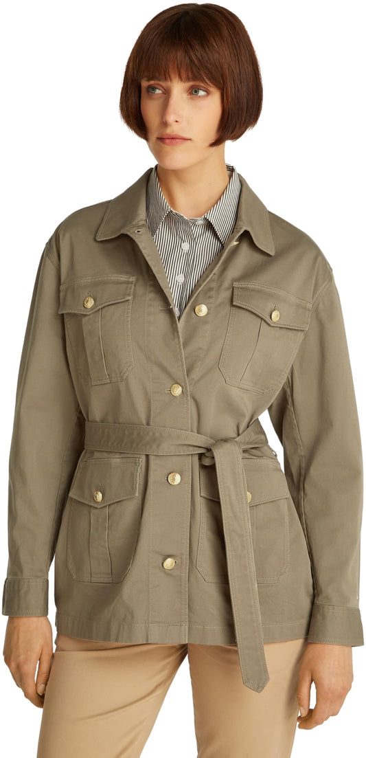 Chaqueta tipo camisa Mujer Gold Button Utility con bolsillos en el pecho, Marrón (Tundra Brown), XXL
