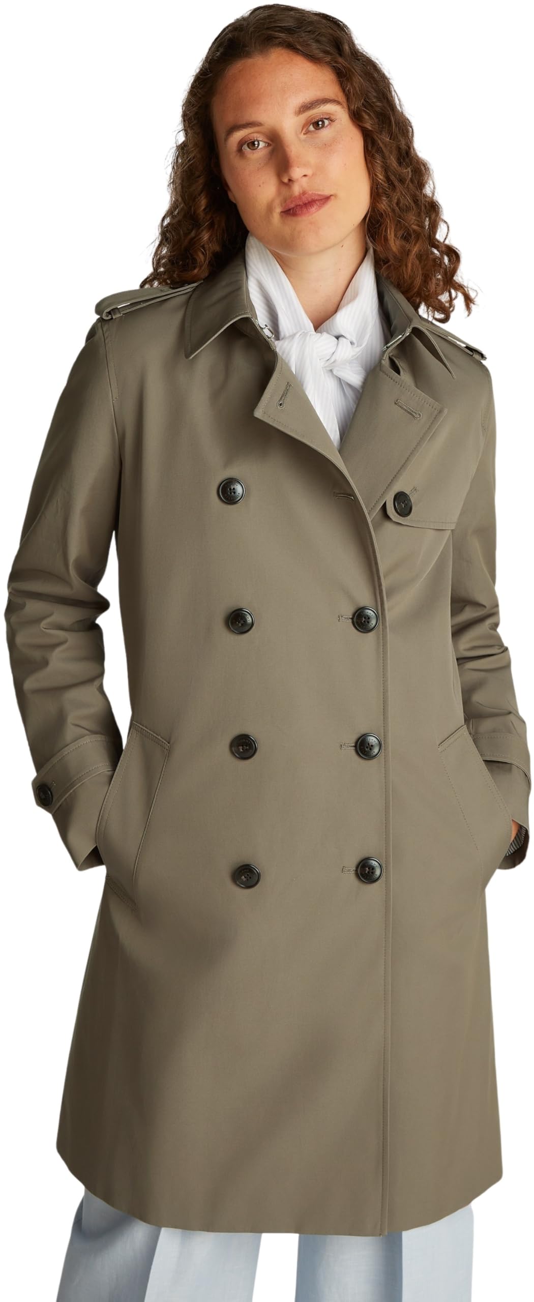 Gabardina Mujer Cotton Slim Fit corta, Marrón (Tundra Brown), 32