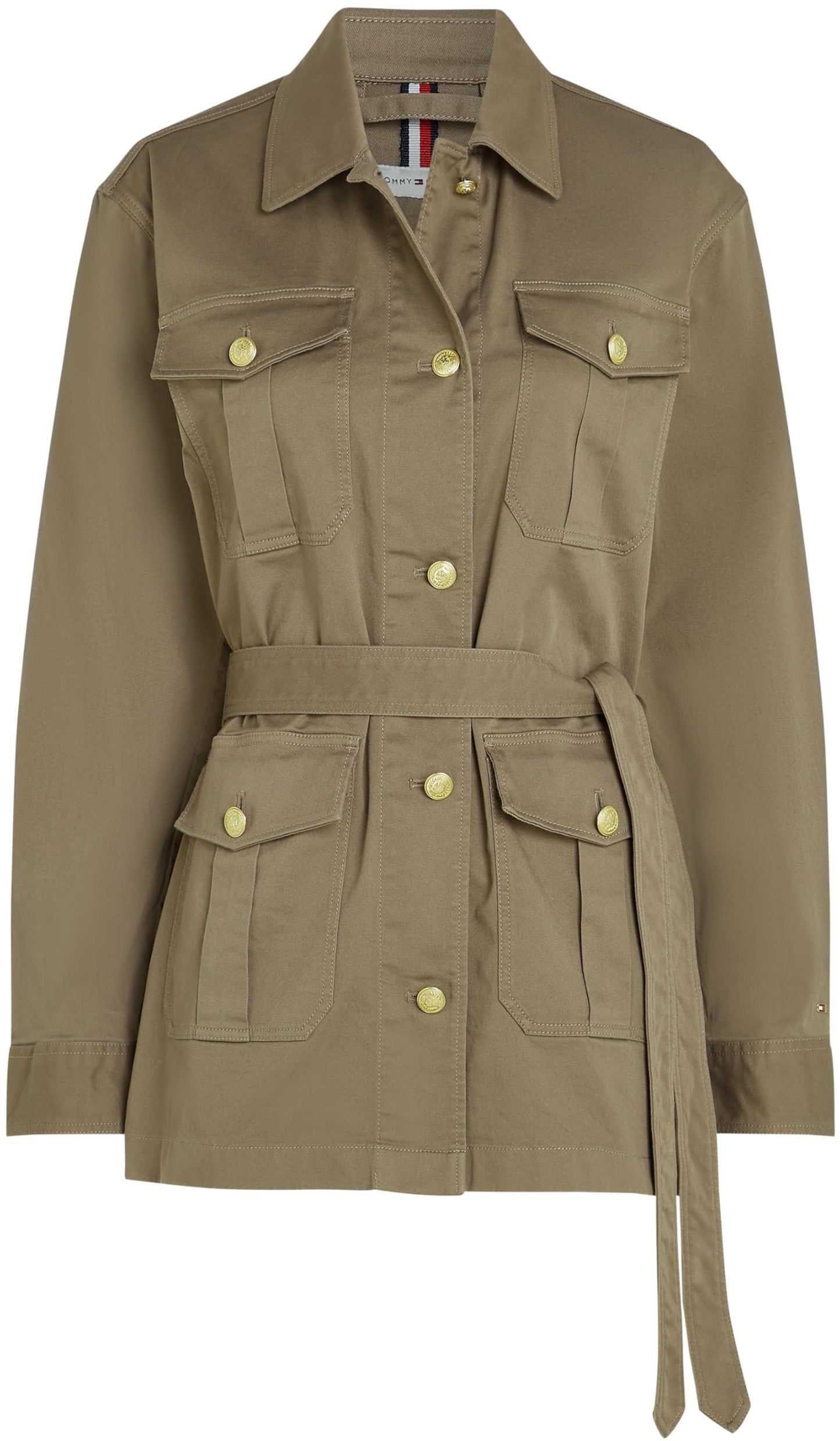 Chaqueta tipo camisa Mujer Gold Button Utility con bolsillos en el pecho, Marrón (Tundra Brown), XXL