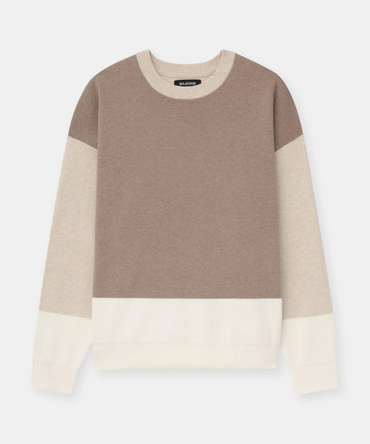 - Sudadera de algodón y cachemira para mujer, Oatmeal Combo, M