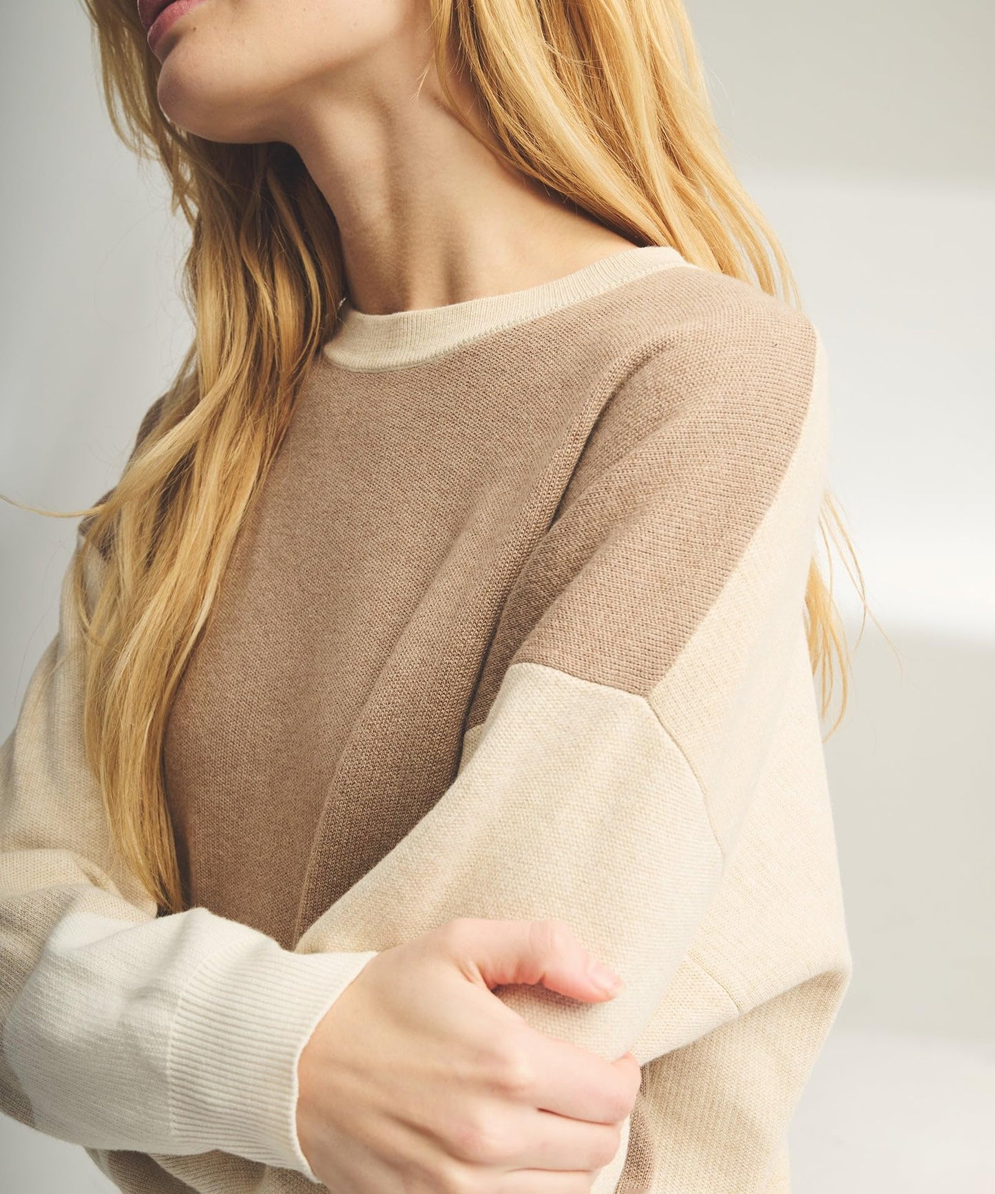 - Sudadera de algodón y cachemira para mujer, Oatmeal Combo, M