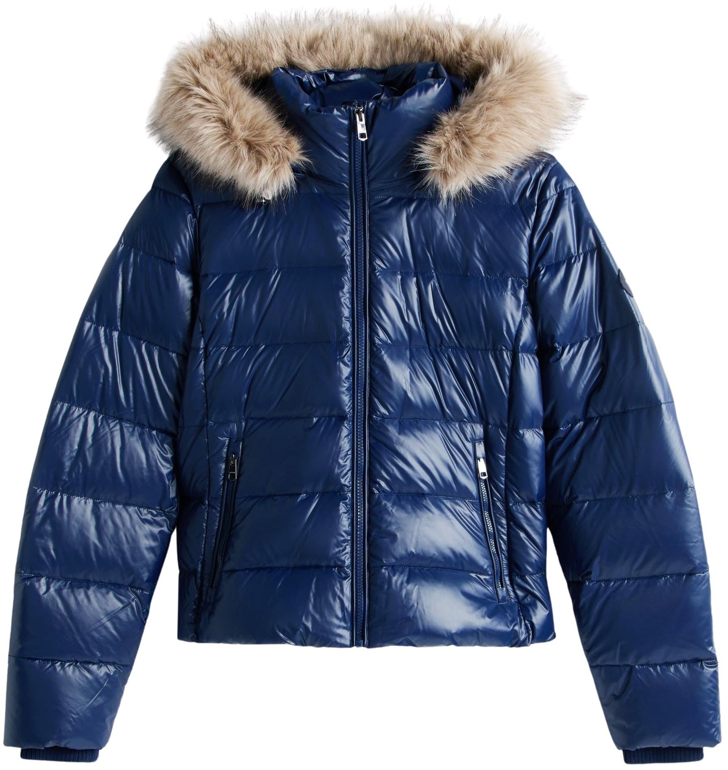 Cazadora acolchada Mujer Gloss Down Slim con borreguito, Azul (Dark Night Navy), S